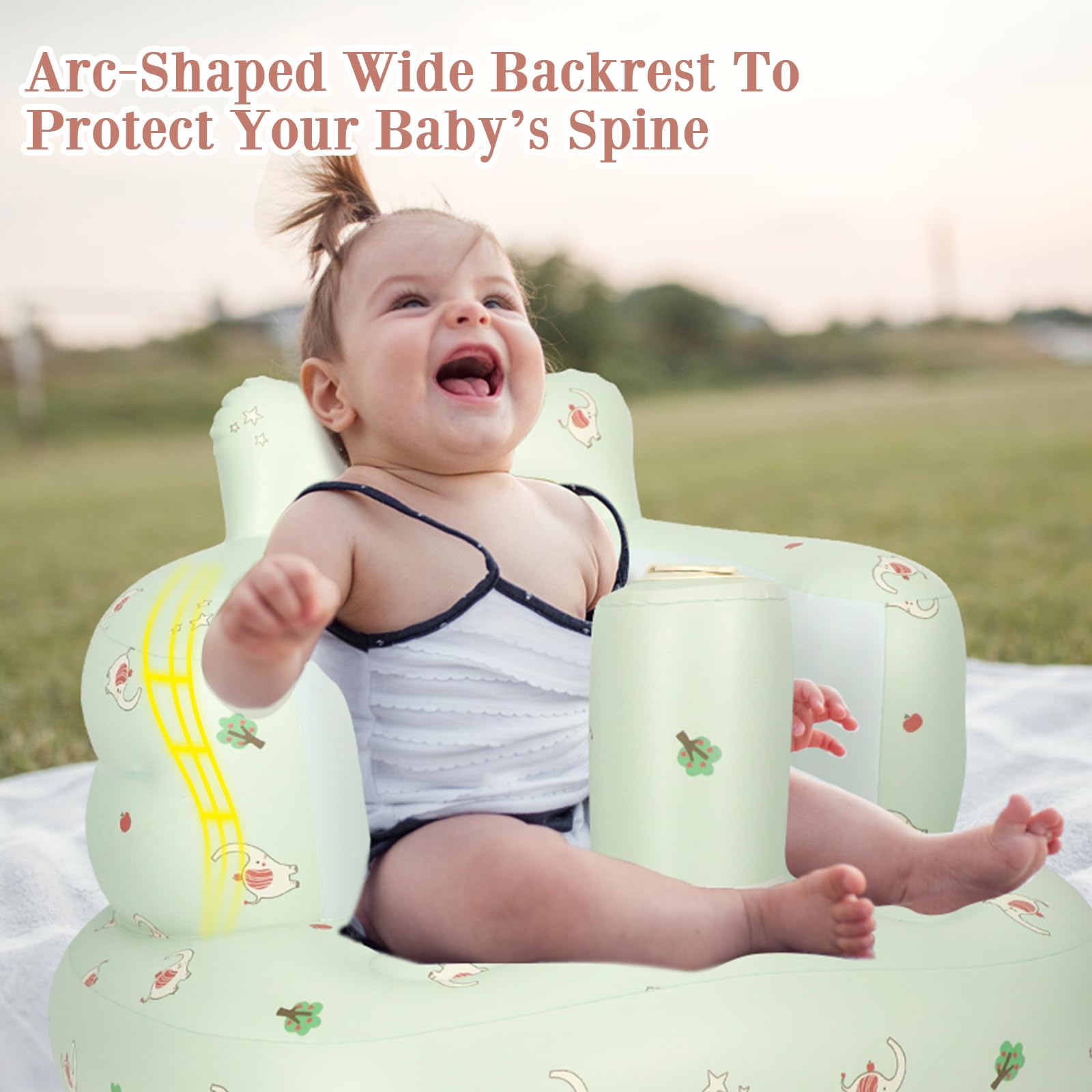 AirSwim inflatable baby seat wrap-around design cradles infant securely