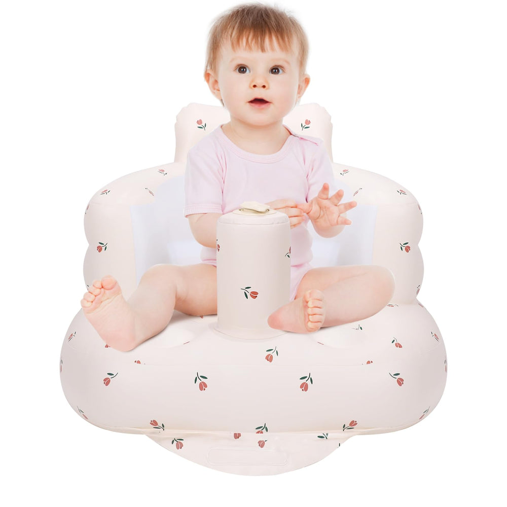 AirSwim inflatable seat helping baby learn to sit up with support.