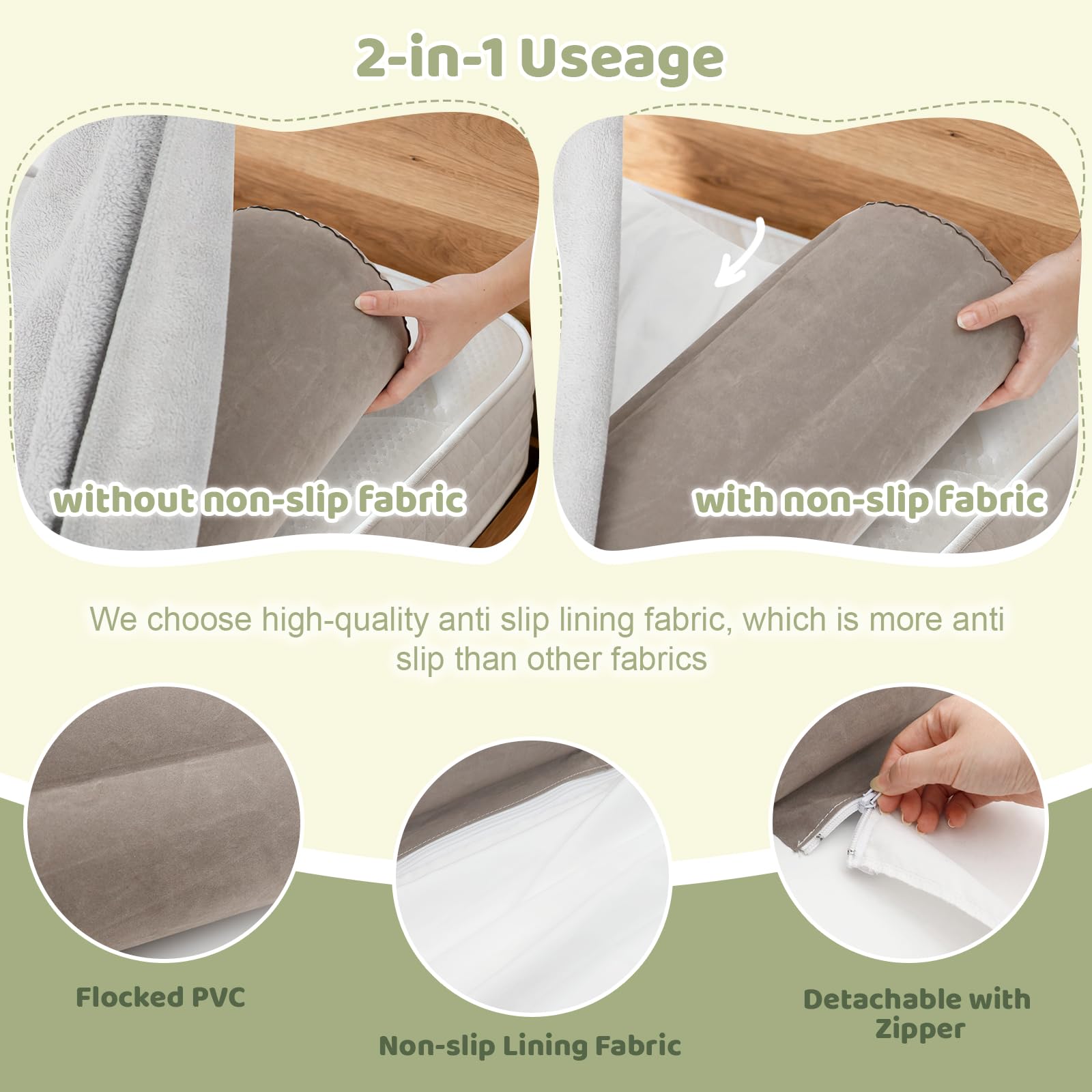 AirSwim soft flocking surface on toddler rail creates comfortable touch.
