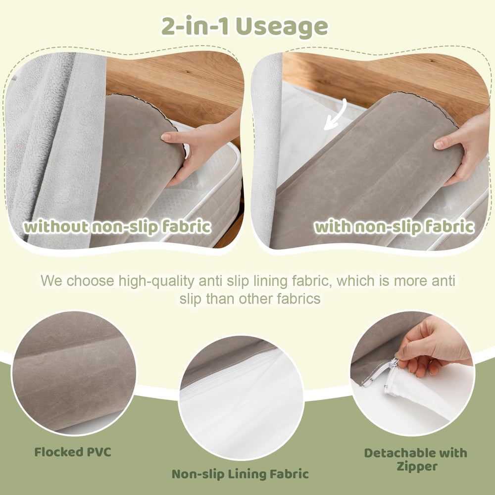 AirSwim soft flocking surface on toddler rail creates comfortable touch.