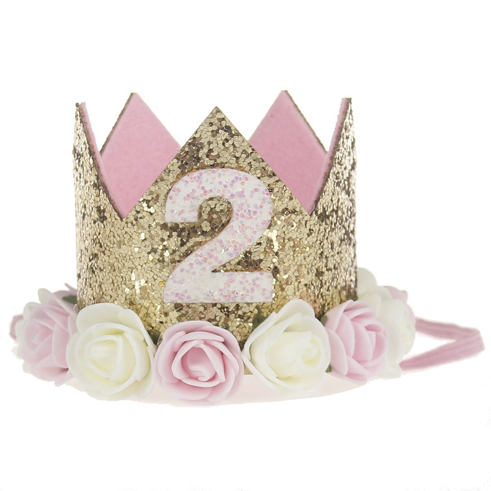 AISHIKEKE 2nd birthday crown tiara headband, perfect for photo shoots and princess-style moments.