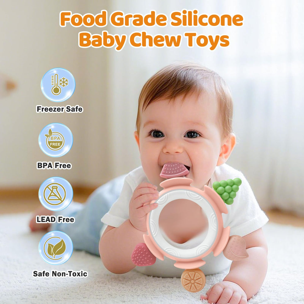 AiTuiTui teething ring strawberry view showcases sensory exploration