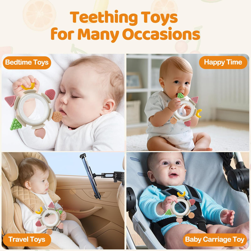 AiTuiTui teething ring set closeup textures showing seamless one-piece design