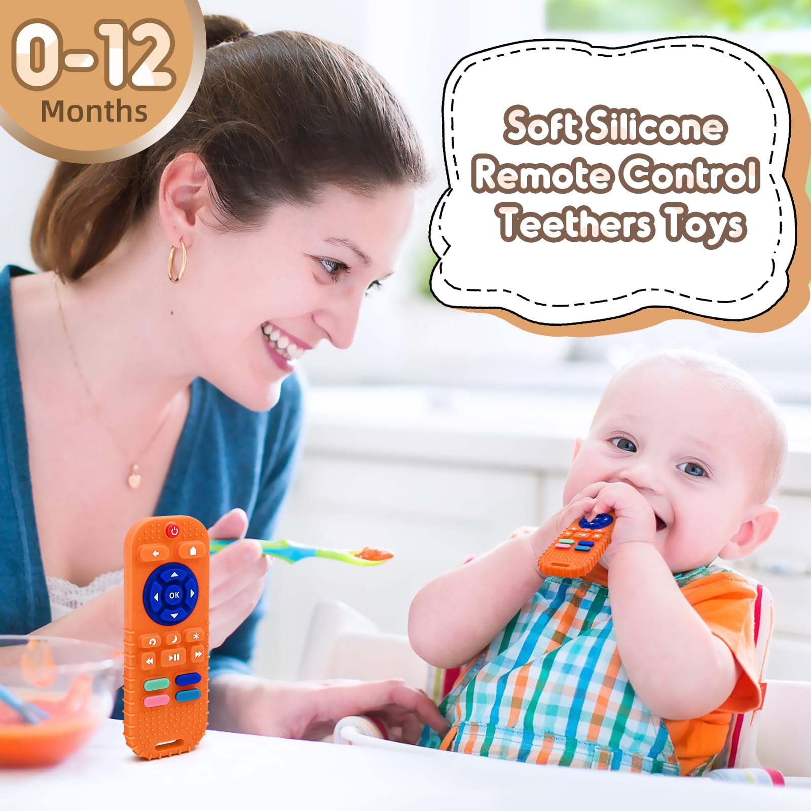 AiTuiTui gift-ready teether orange for baby showers or birthdays.