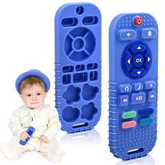 AiTuiTui remote-control-teether blue may help soothe teething discomfort with a playful look.