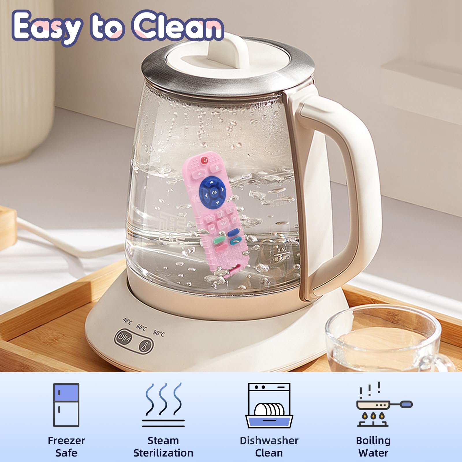 AiTuiTui teether easy-grip handle promotes independent exploration.