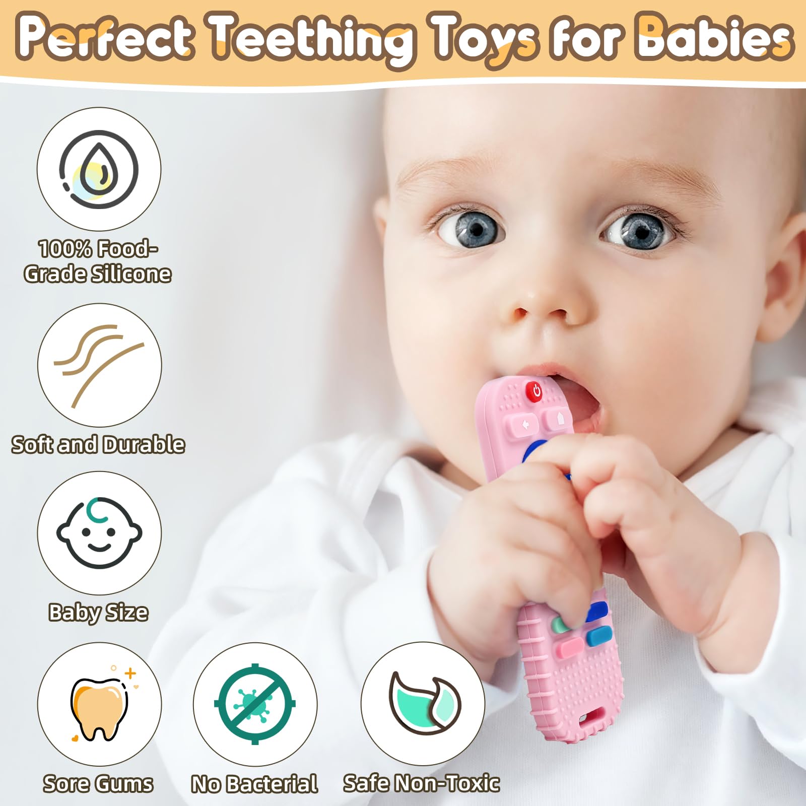 AiTuiTui teething-relief-remote-black comforts gums with engaging buttons for play.