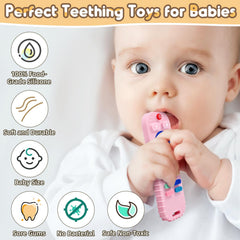 AiTuiTui teething-relief-remote-black comforts gums with engaging buttons for play.