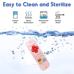 AiTuiTui easy-clean silicone teether is dishwasher safe for quick sanitizing