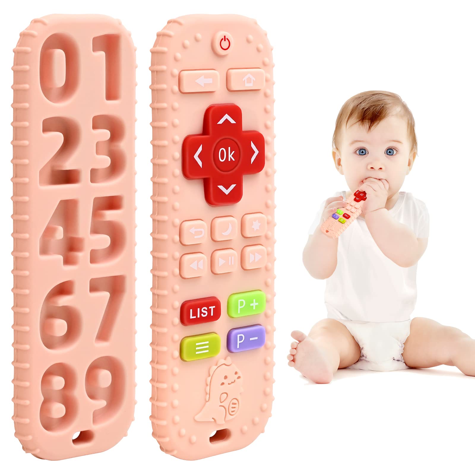 AiTuiTui teething remote-control pink toy soothes gums during playtime
