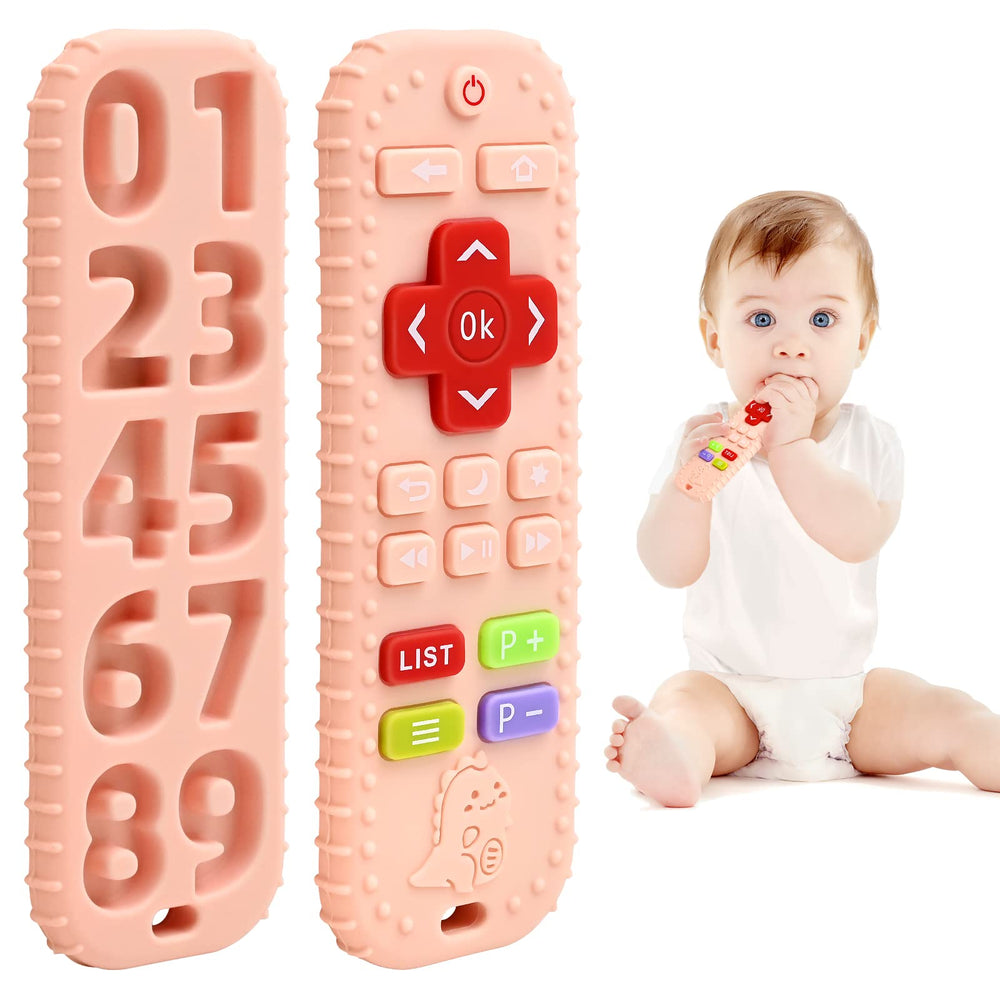 AiTuiTui teething remote-control pink toy soothes gums during playtime