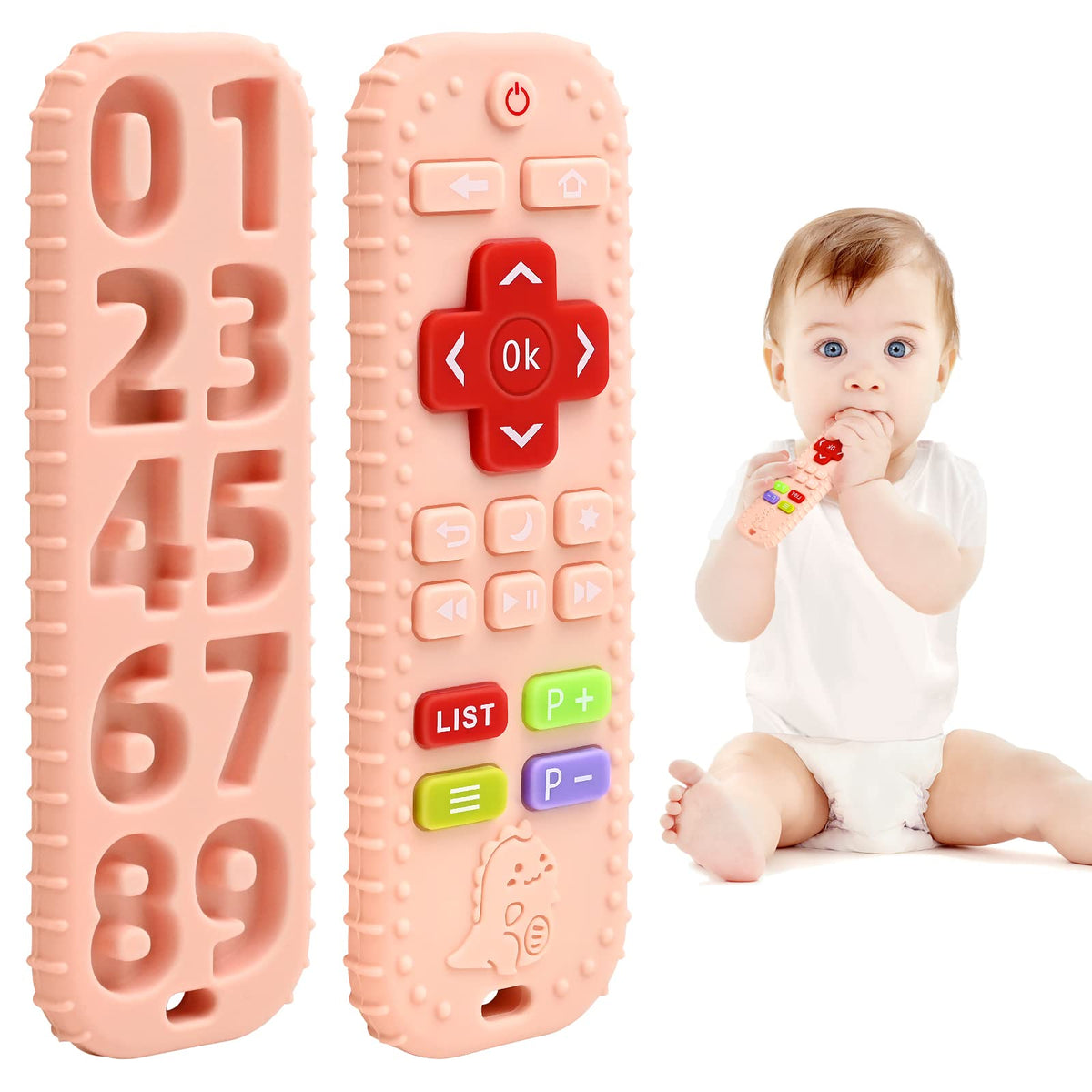 AiTuiTui teething remote-control pink toy soothes gums during playtime
