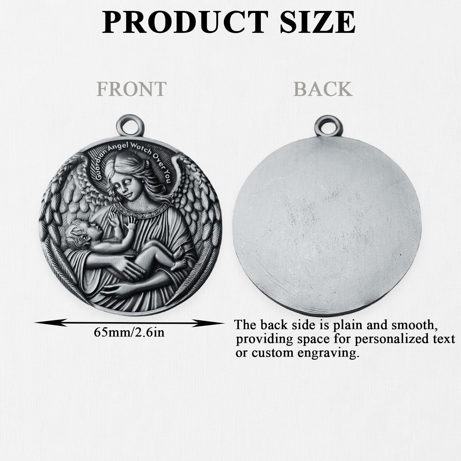 aiviwiai guardian angel medal with white ribbon ready for hanging over the crib.