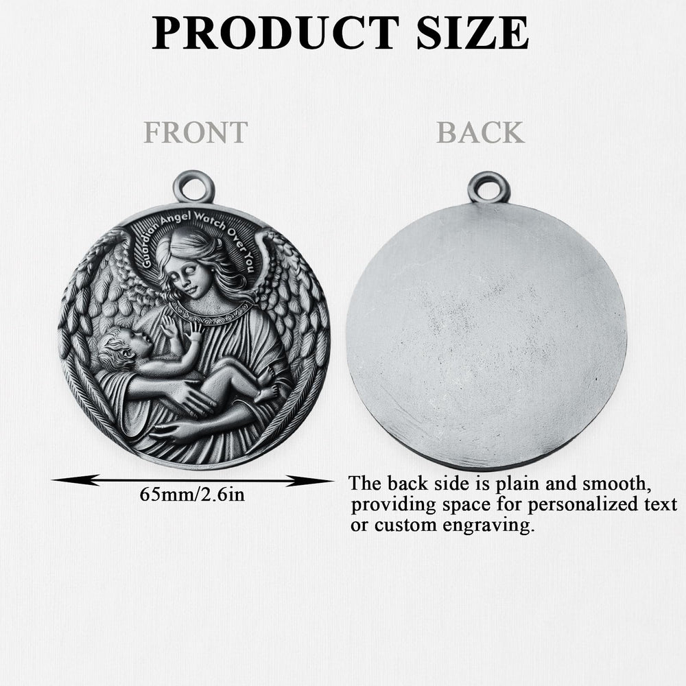 aiviwiai guardian angel medal with white ribbon ready for hanging over the crib.