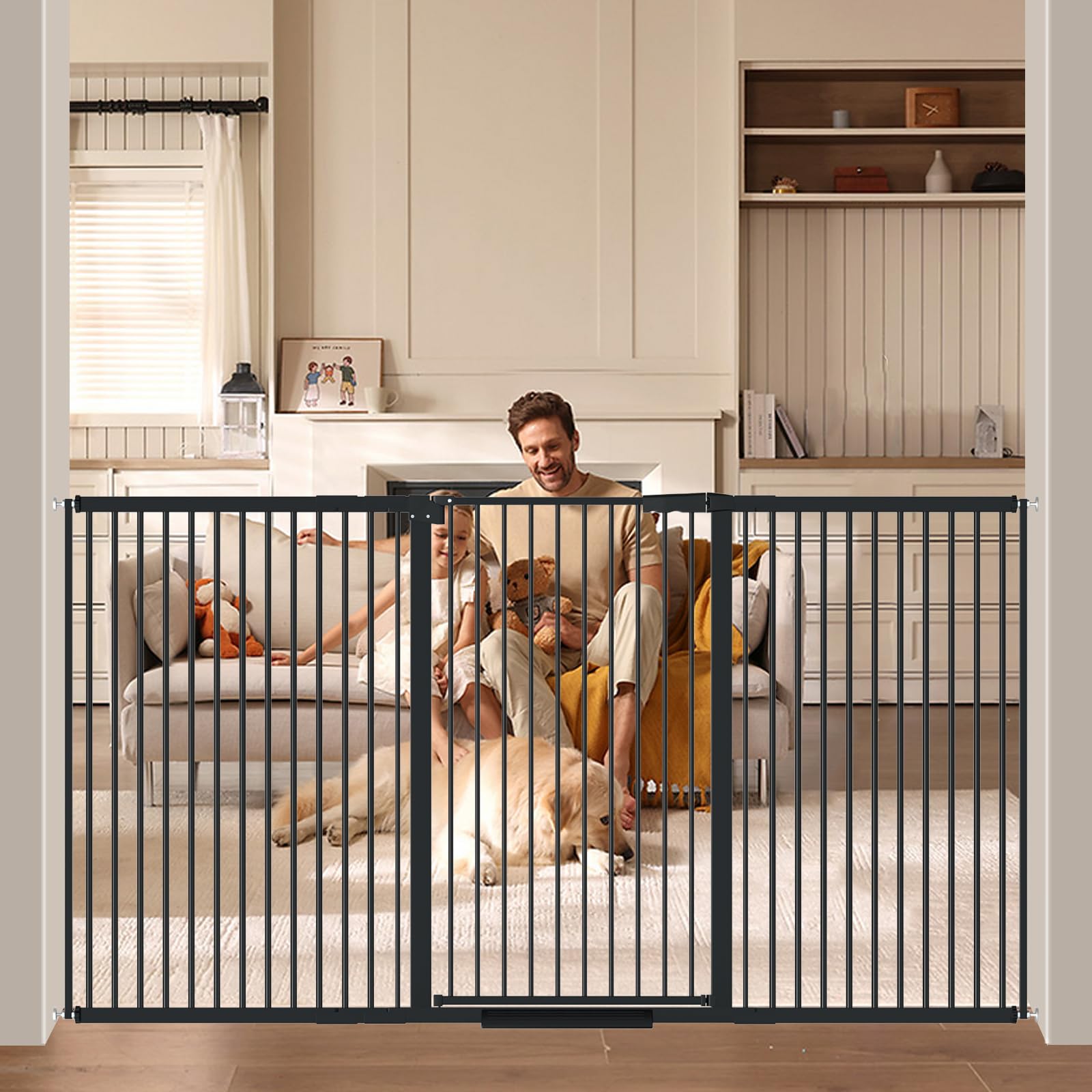 AiWMGL 40-55 tall dog gate in hallway for safe doorway access.