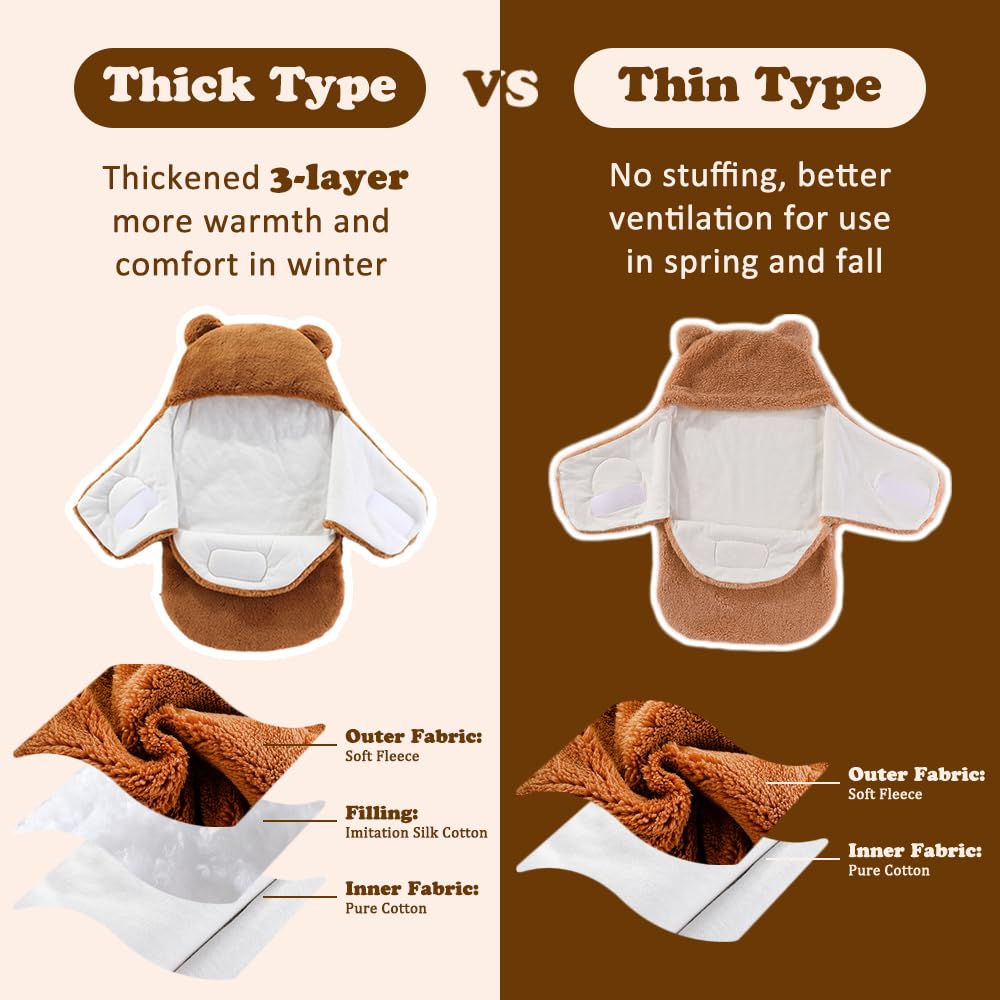 AiWMGL baby winter fleece swaddle blanket brown keeps baby warm during outdoor strolls.