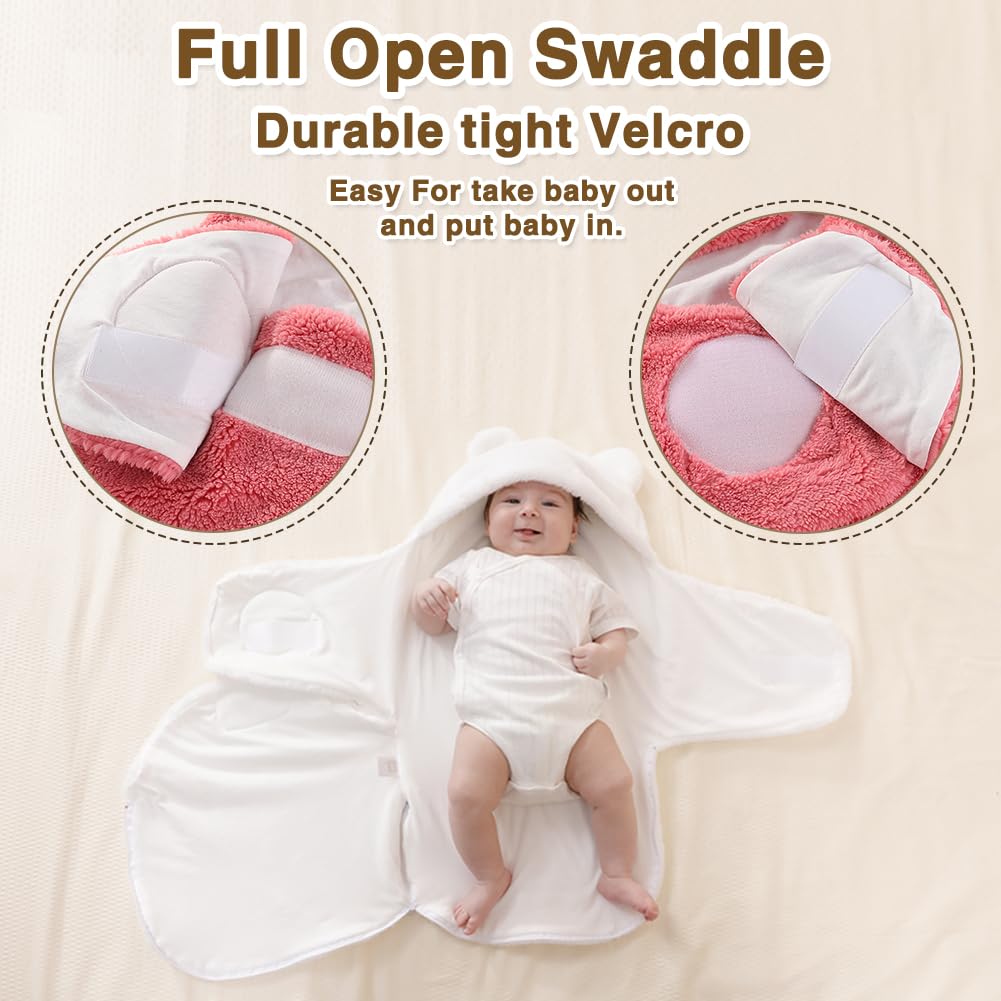 AiWMGL bear-hood swaddle brings a cute, windproof hood for outdoor warmth.