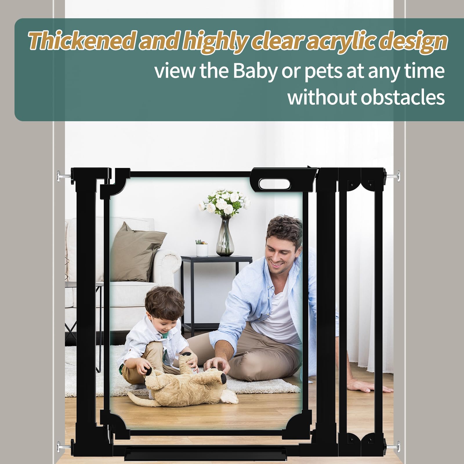 AiWMGL clear baby gate transparent design preserves sight lines around home.