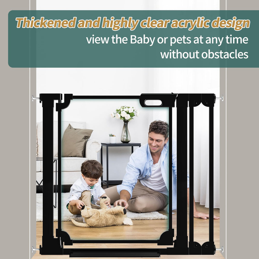 AiWMGL clear baby gate transparent design preserves sight lines around home.