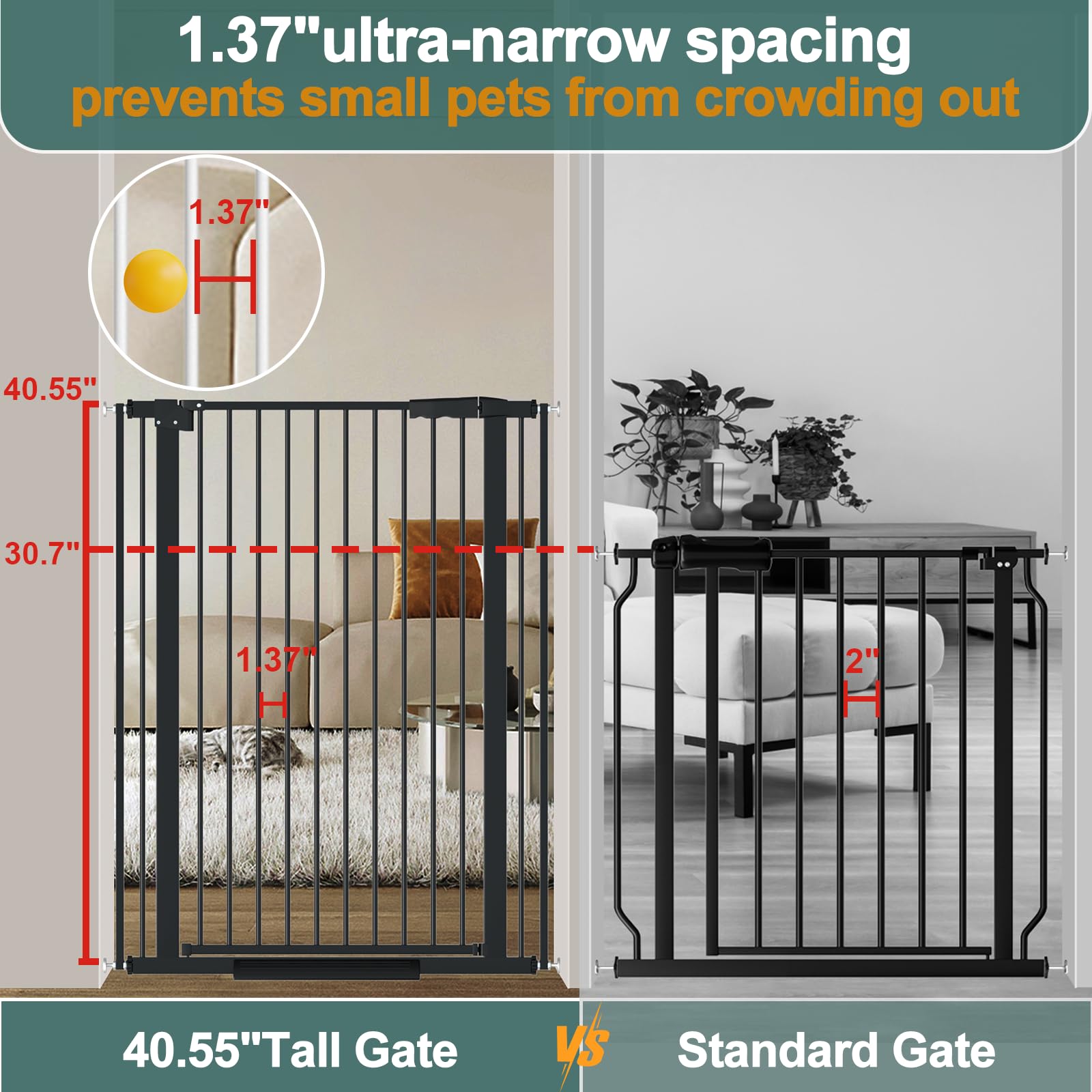 AiWMGL gate 23.4-inch walk-through opening for stroller and everyday passage.