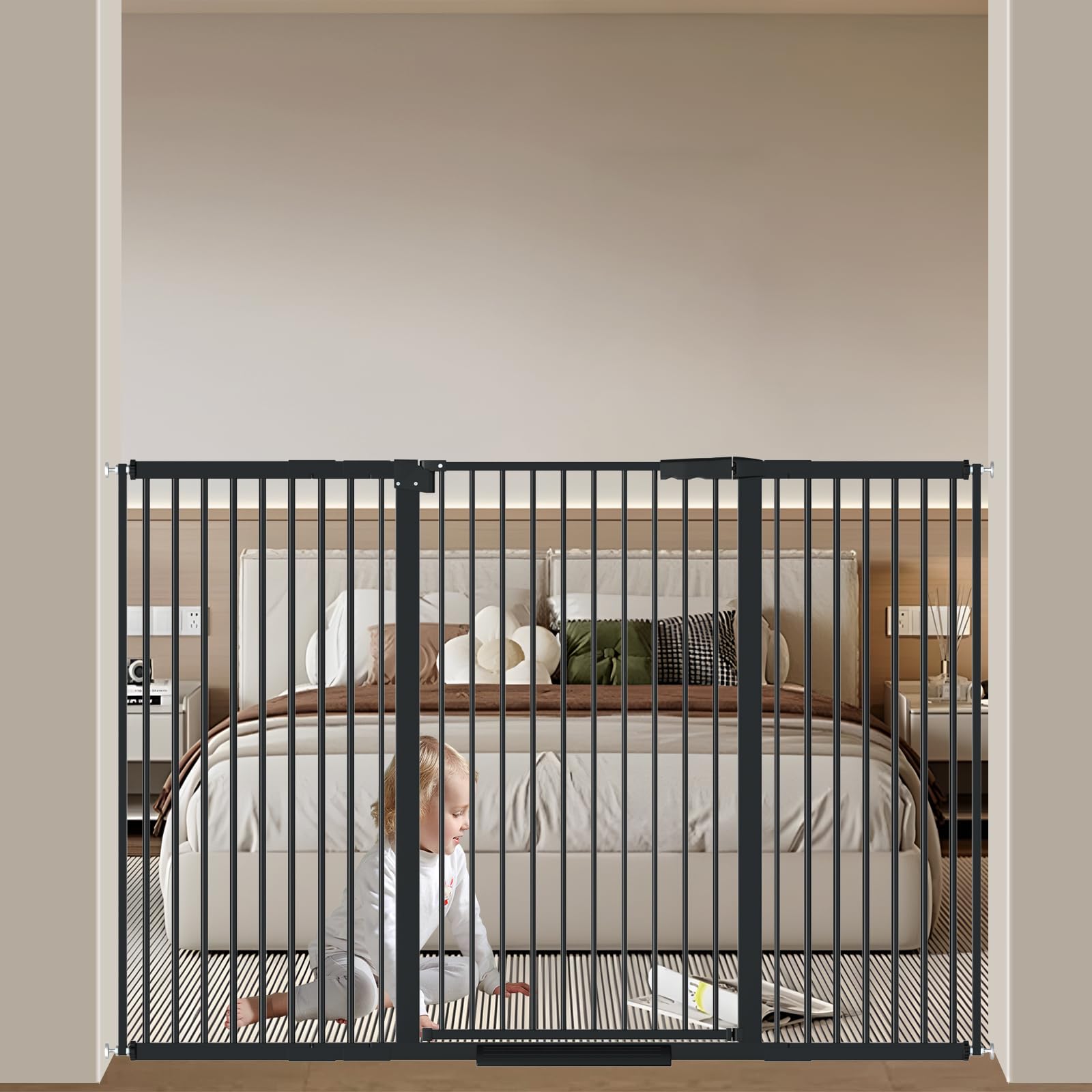 AiWMGL gate 40.55 tall shows ultra-narrow spacing for small-child safety.