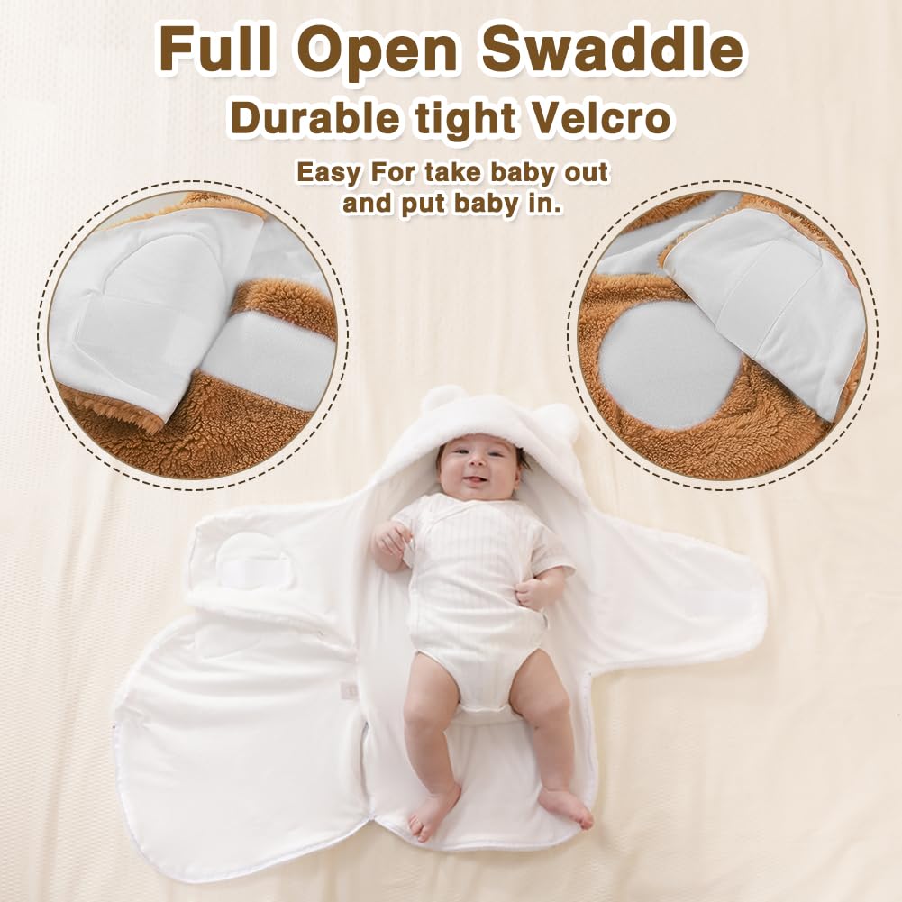 AiWMGL swaddle hood bear ears closeup adds cute warmth for outings.
