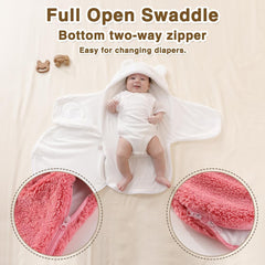 AiWMGL swaddle hood with bear ears providing warmth outdoors
