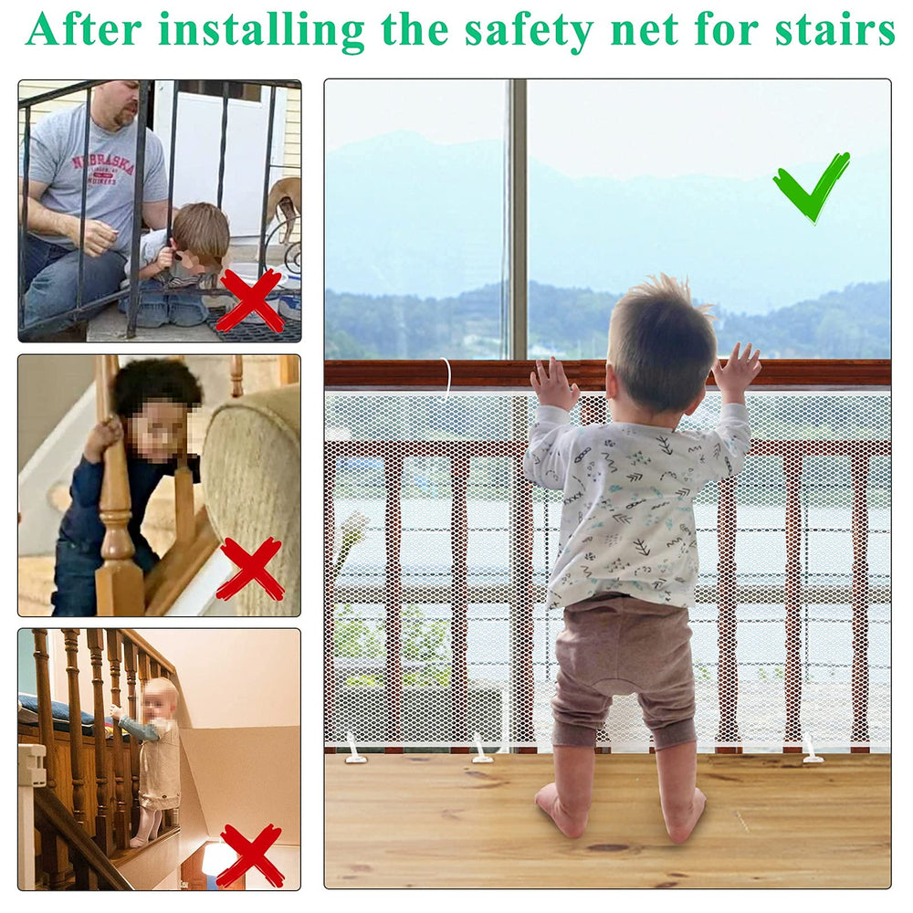 Aixingyun banister guard installation close-up shows easy attachment system.