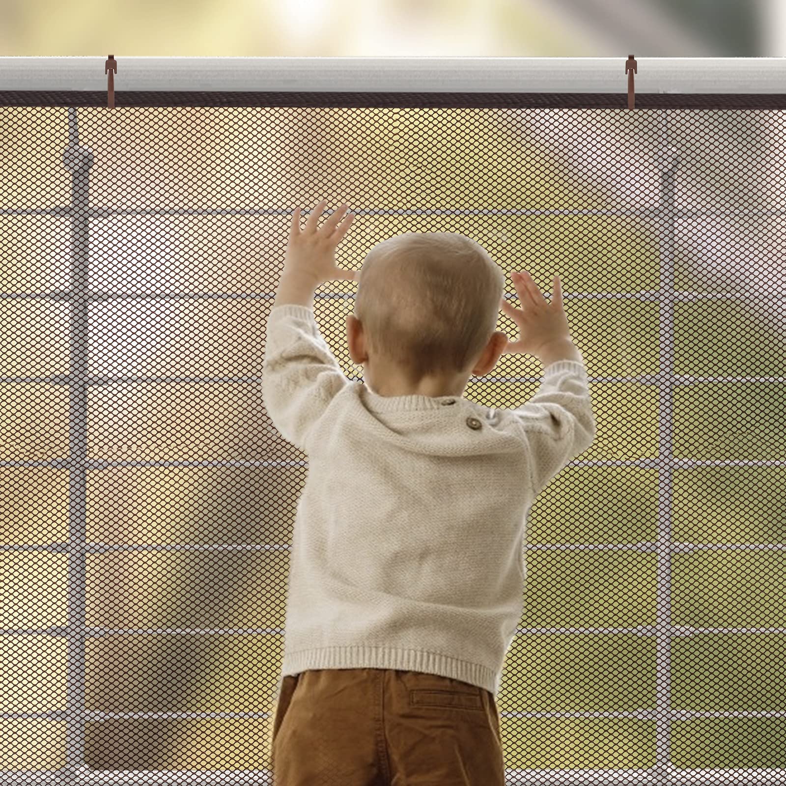 Aixingyun child safety net on stairs showing durable polyester mesh for reliable baby proofing.