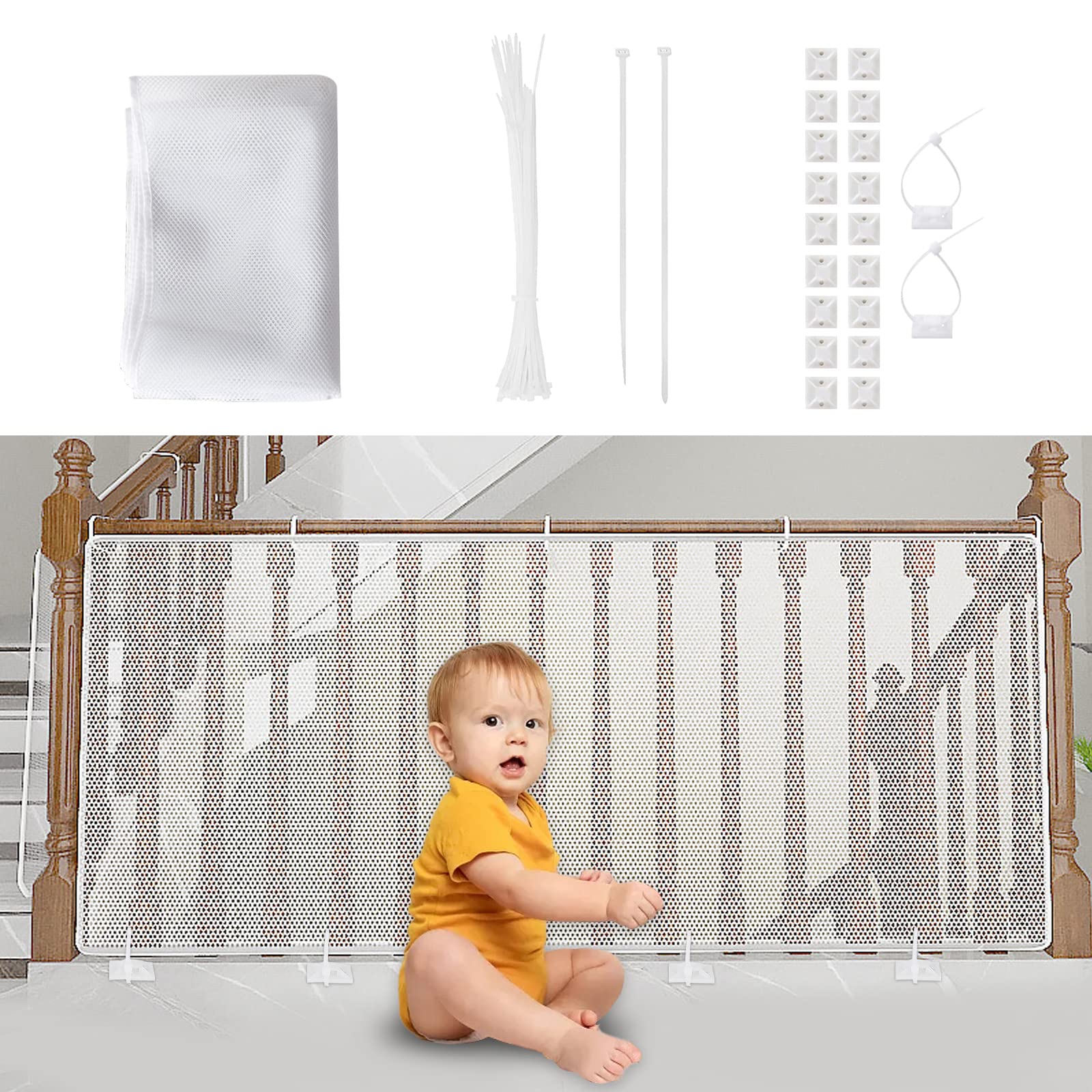 Aixingyun child safety net installed on stairs for enhanced baby protection