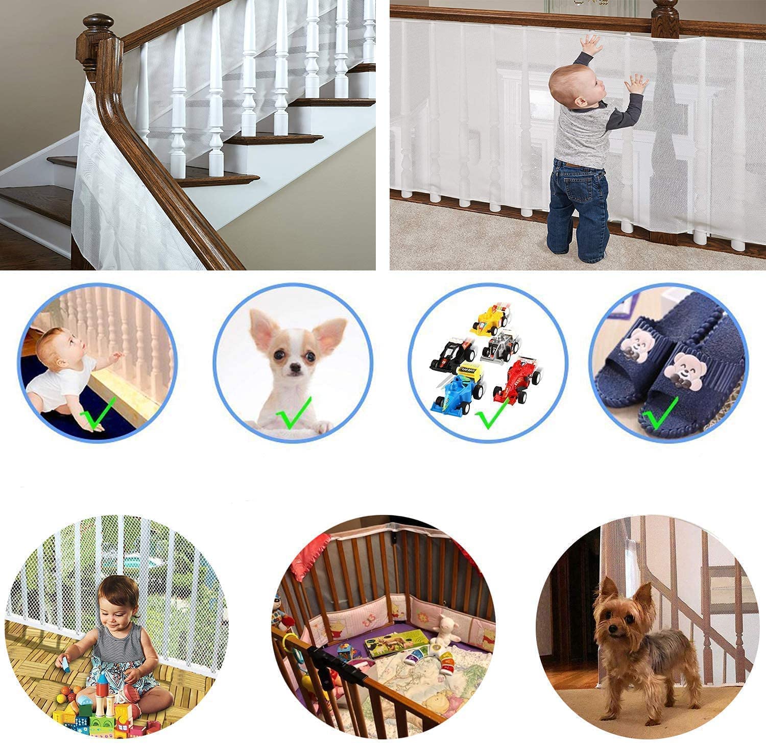 Aixingyun stair mesh net highlights durable polyester material for long-term use.
