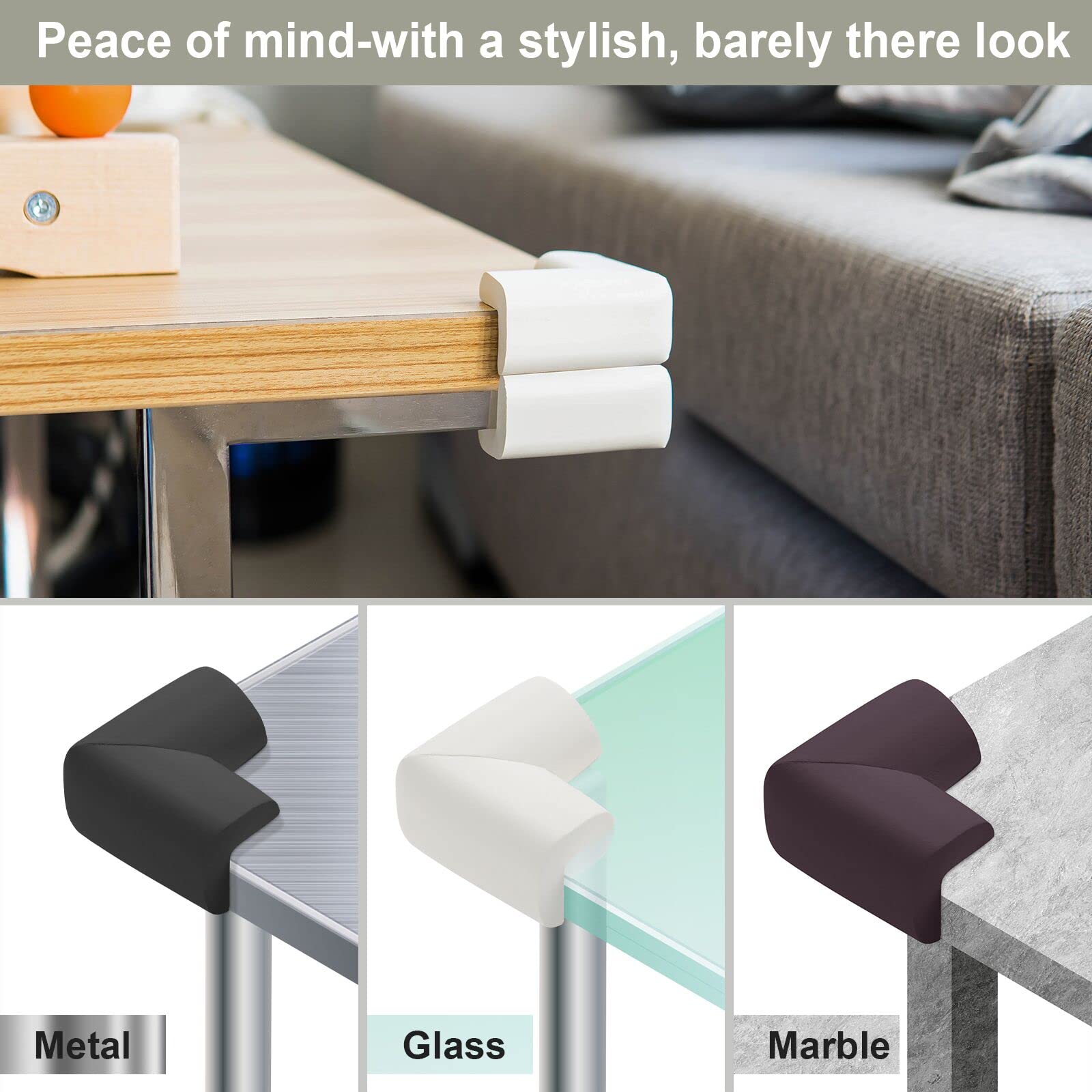 AIXMEET black corner protectors blending with dark furniture
