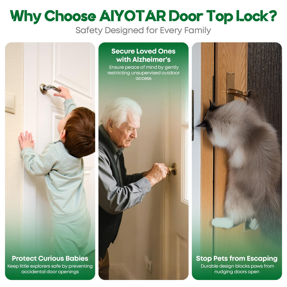 AIYOTAR child-proof door top lock post offers reinforced support for durable safety.