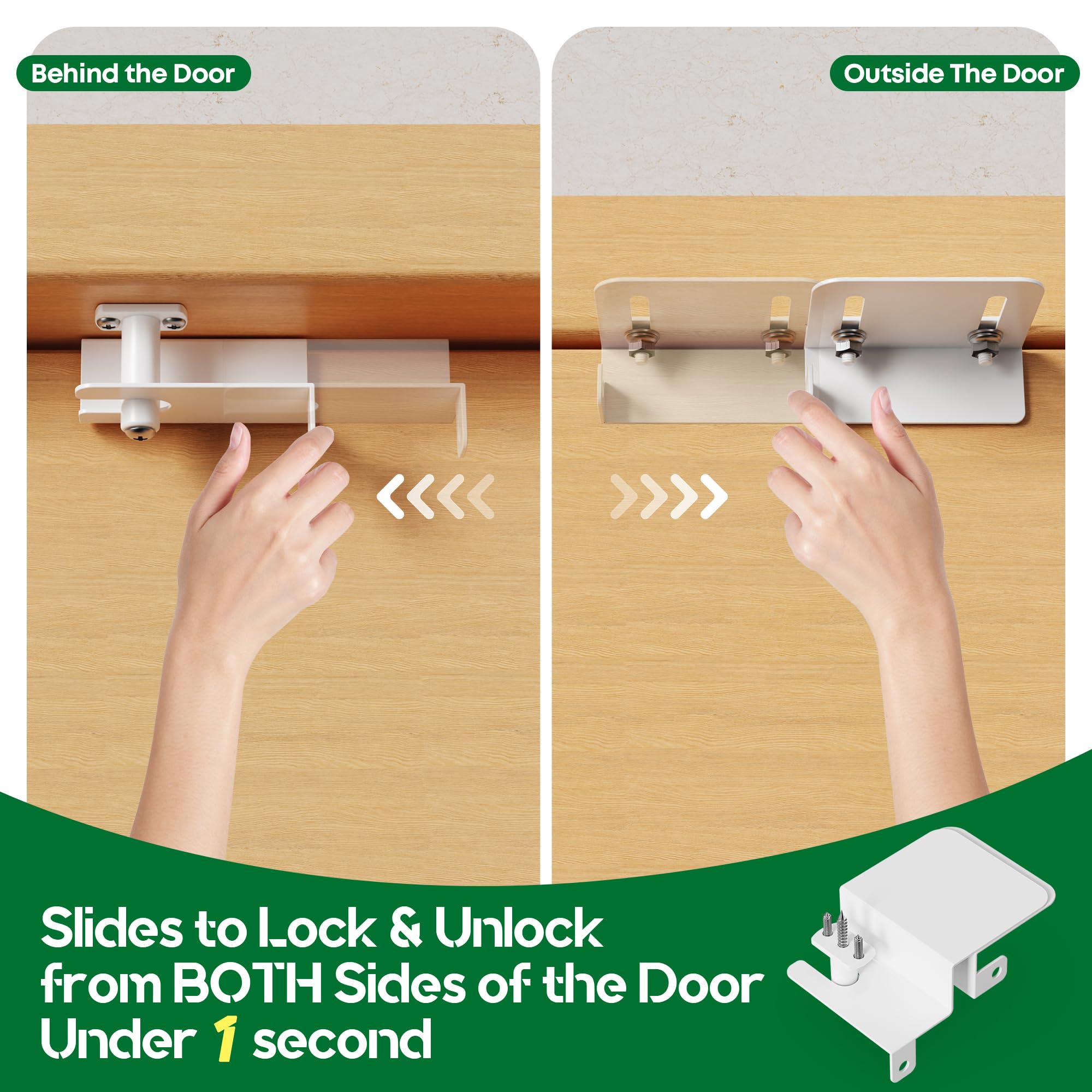 AIYOTAR door top lock in use demonstrates one-second, easy-access operation.