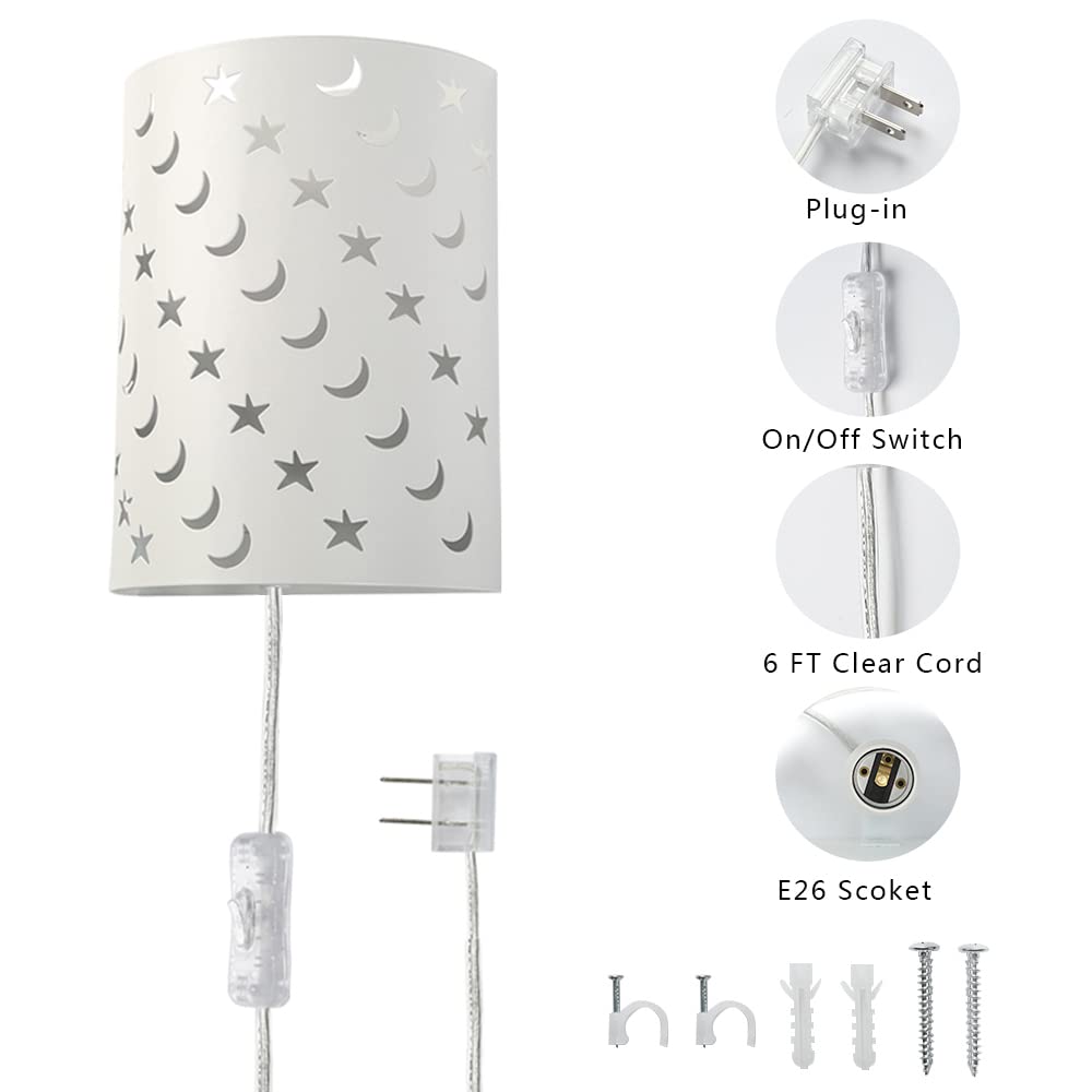 AizzKry white metal wall sconce for a safe, kid-friendly lighting backdrop.