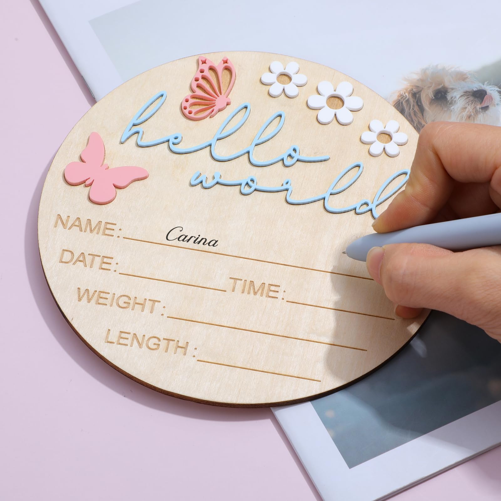 Ajcotahm 5.9 inch diameter newborn sign for photo props