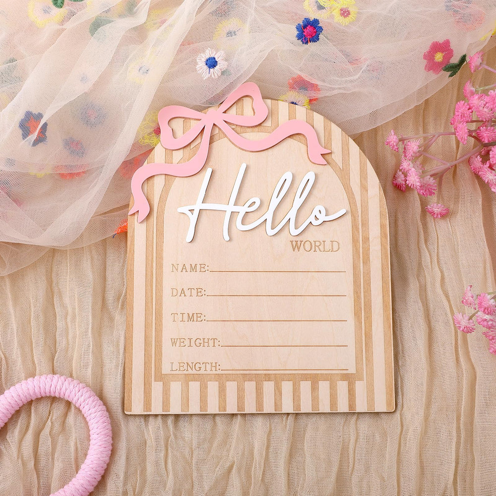 Ajcotahm basswood birth sign—durable wooden keepsake for nursery decor
