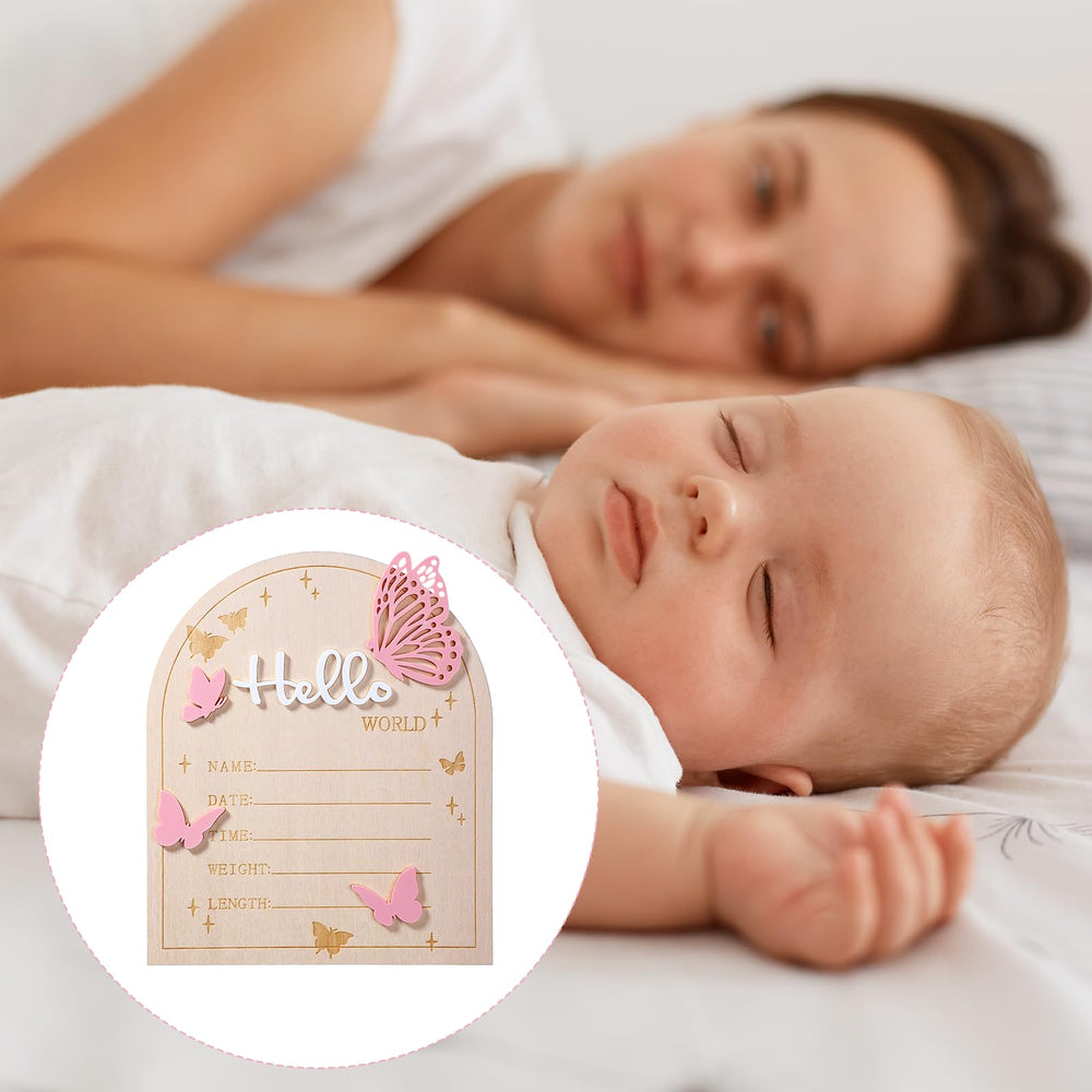 Ajcotahm Durable wooden baby-announcement sign for long-term display.