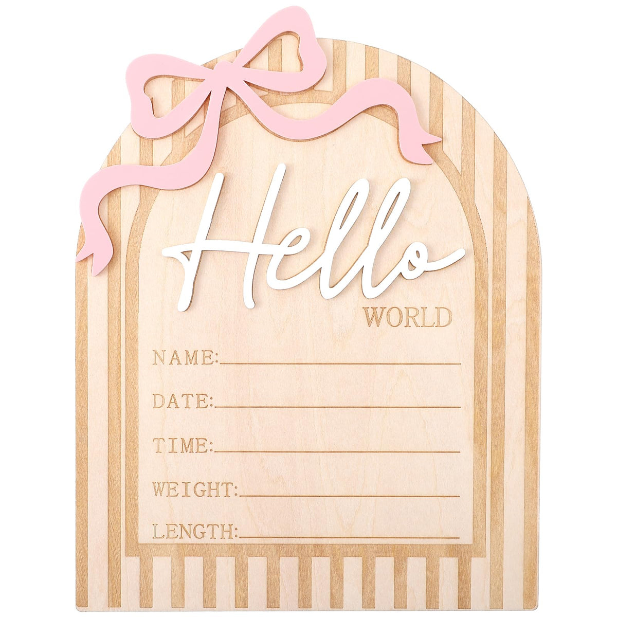 Ajcotahm Hello World Sign pink bow close-up—ideal newborn photo prop