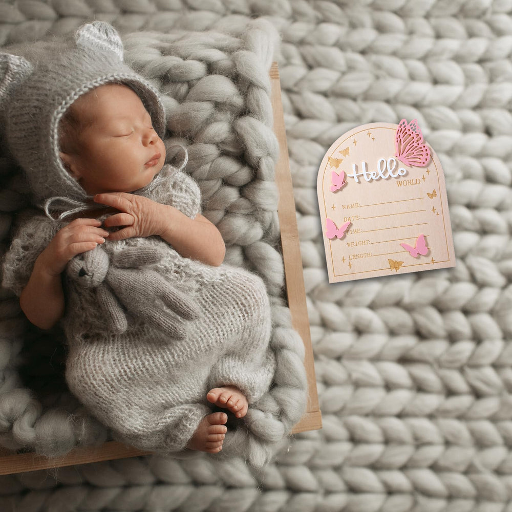 Ajcotahm Pink butterfly sign suits baby showers and gender reveals.