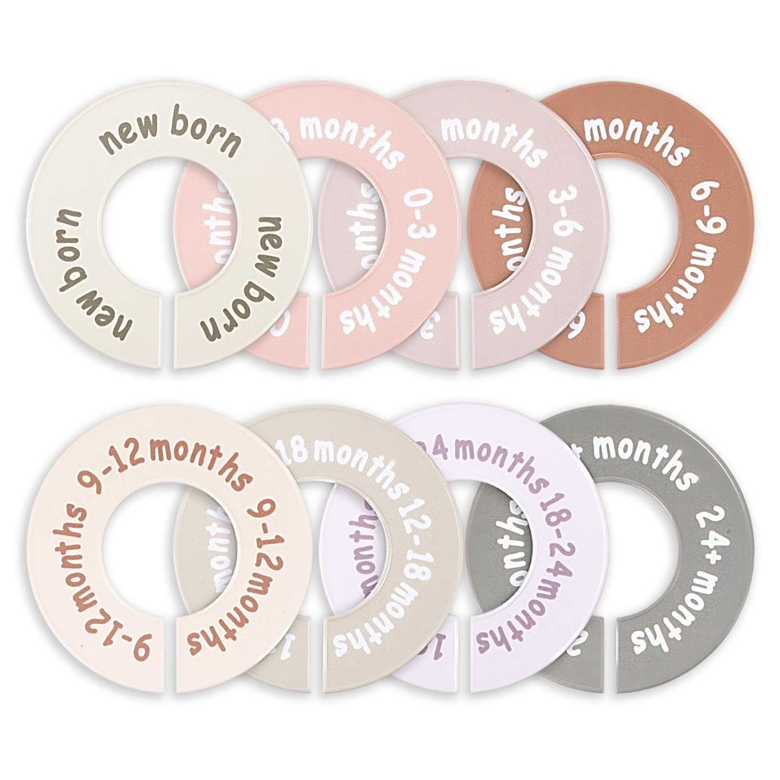 Ajcotahm round baby clothes divider with 8-9 cm size helps sort newborn outfits.