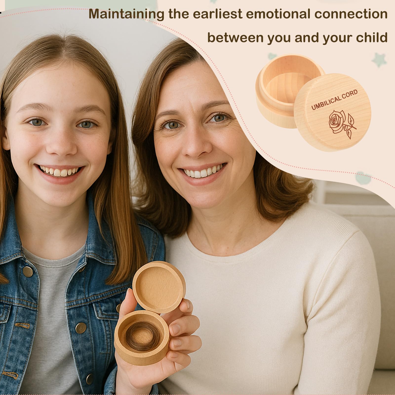 Ajcotahm beech memory box with smooth edges for safe storage