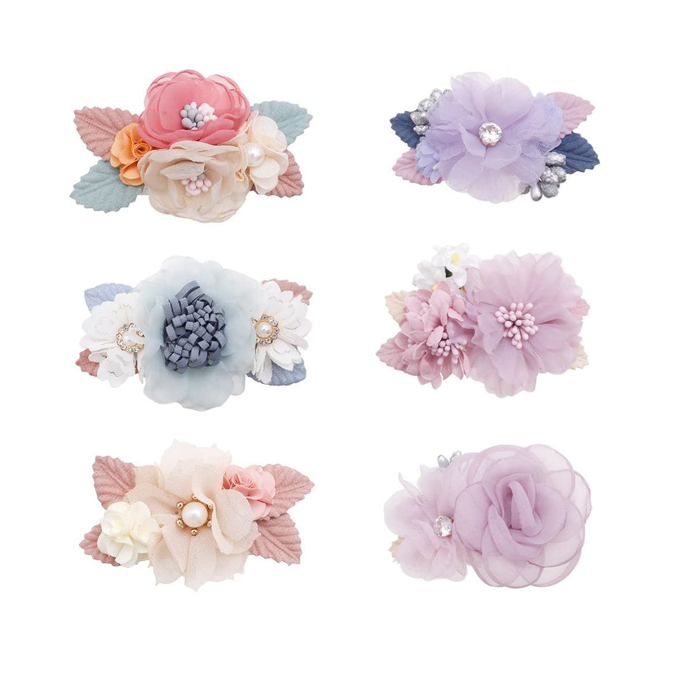 AJLTPA 6pcs flower clips set—vibrant colors for everyday cute hairstyles.