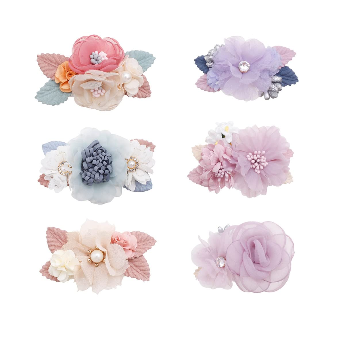 AJLTPA 6pcs flower clips set—vibrant colors for everyday cute hairstyles.