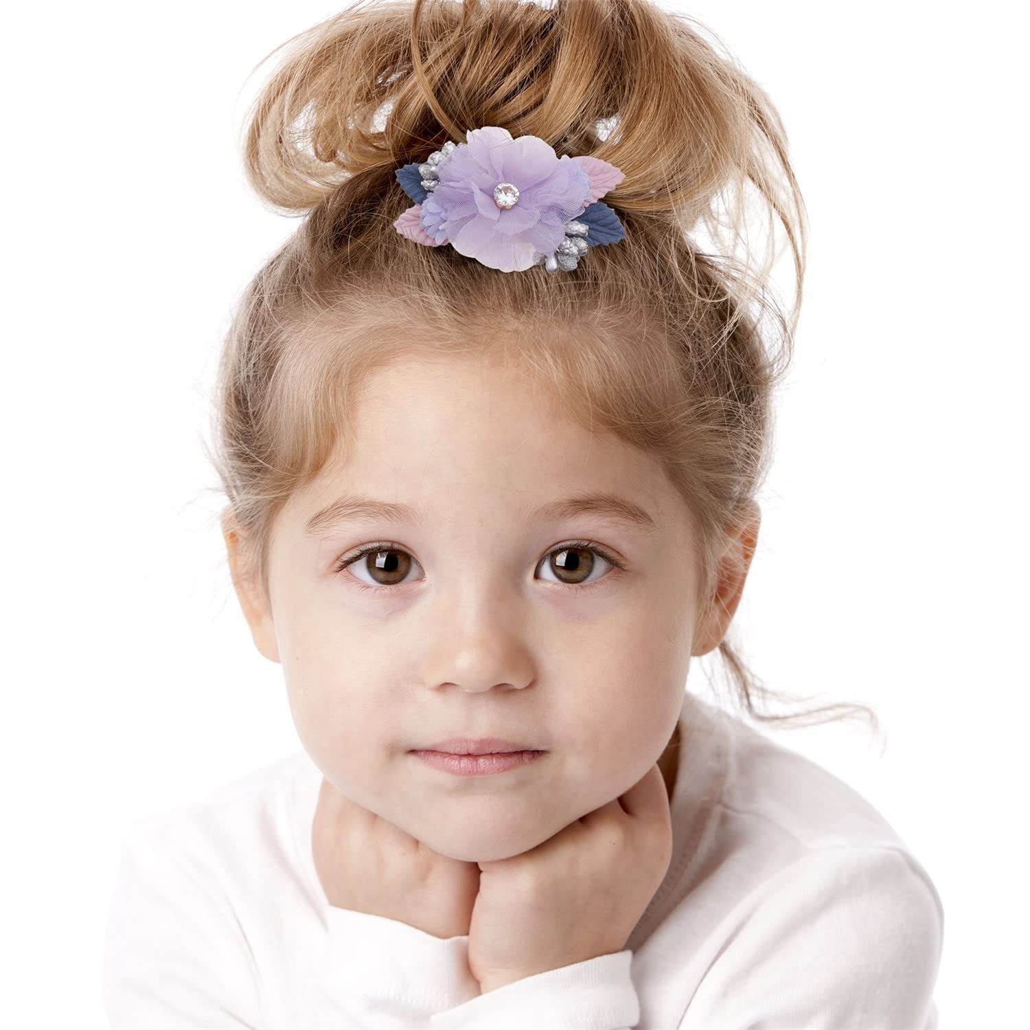 AJLTPA baby girl flower clip on head—secure non-slip grip for all ages.