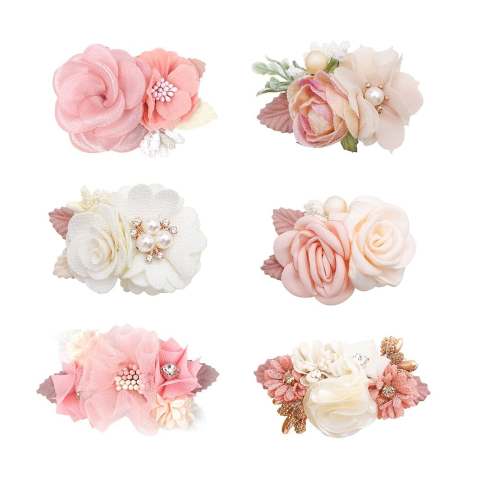 AJLTPA flower clips set closeup shows soft, durable materials for baby hairstyles