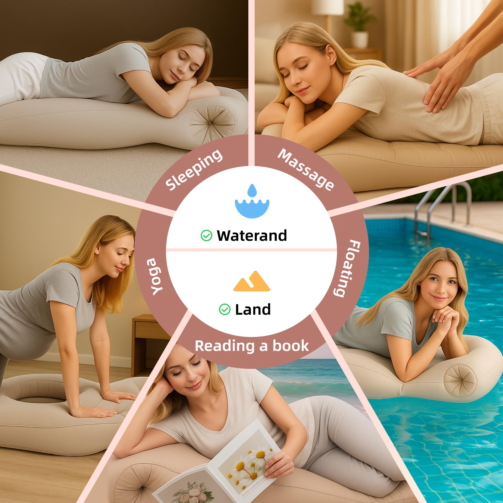 AJOFIEK pillow back-hip-pelvic support reduces pressure during rest.