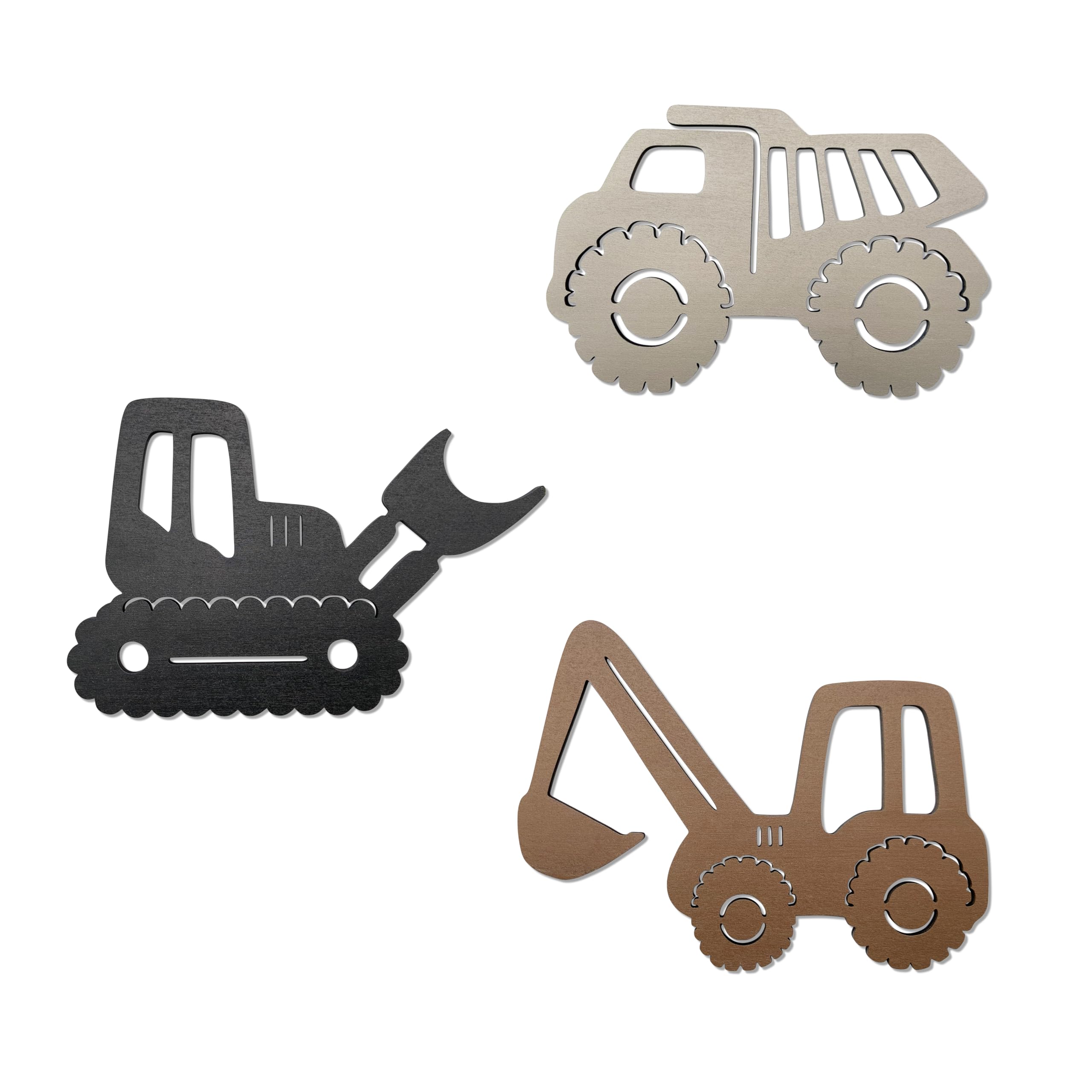 Ajqiomh Construction Trio bulldozer wall decor adds playful realism to a nursery.