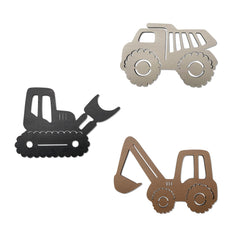 Ajqiomh Construction Trio bulldozer wall decor adds playful realism to a nursery.