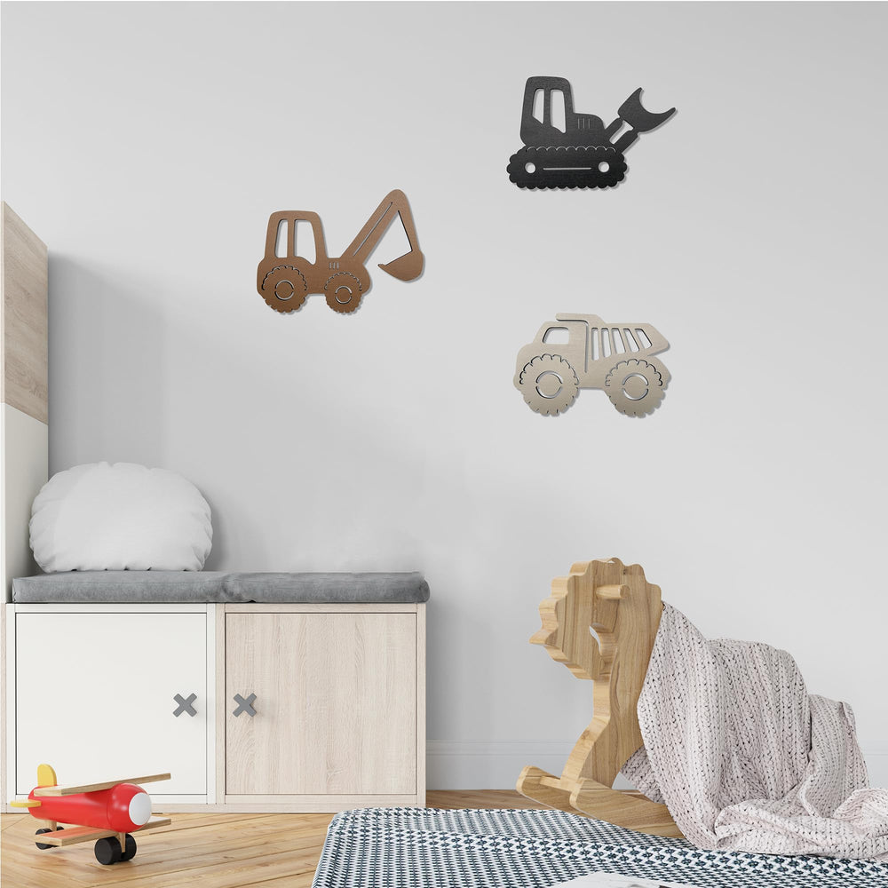 Ajqiomh Construction Trio cement-mixer wall decor adds decorative depth.